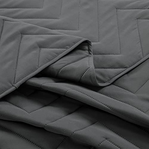 Hombys Oversized King 128X 120 Quilt Set, 3 Piece Lightweight Bedspread Bedding Set With Matching Shams For All Season, Grey #TOP6