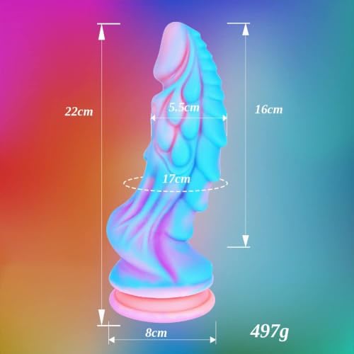Miniatura 6 de Consolador Dragón De 22cm Color Océano,Consolador De Monstruo Grande De Silicona Xl,Tapón Anal Ancho Con Ventosa Fuerte Para Mujeres,Juego Anal Vaginal,Juguetes De Pene Acanalado Grande De Fantasía