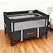MTWML Portable Baby Bassinet,2 in1 Baby Playard and Bedside Crib with Wheel,1-Second Setup Foldable Playpen and Nursery Center with Travel Bag for Home or Travel Newborn to Toddler(Deep Grey)