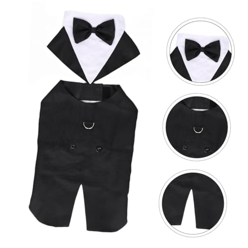 Traje formal para perro Talla M tuxedo con moño miniatura 6