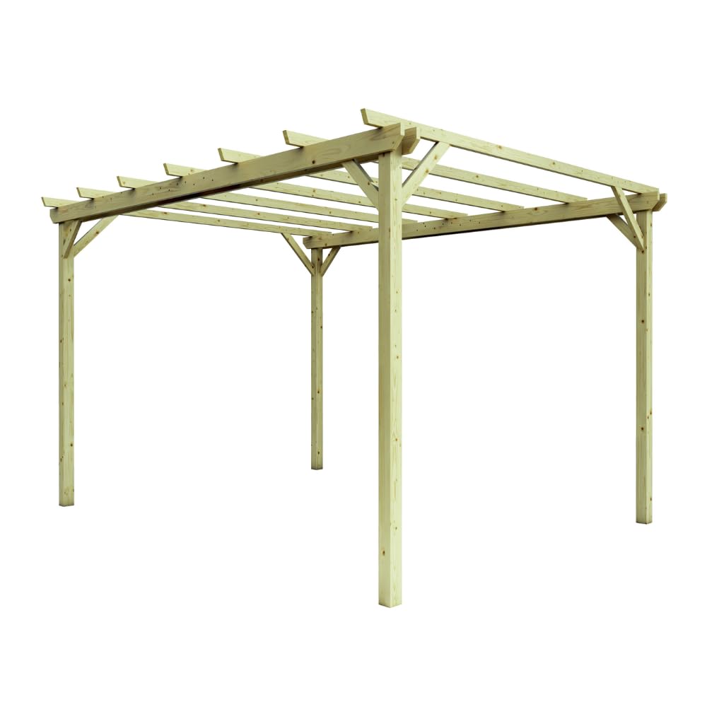Pergola in legno 3x4 m per esterno e giardino, impregnato in autoclave, resistente agli agenti atmosferici, con kit montaggio, made in Italy