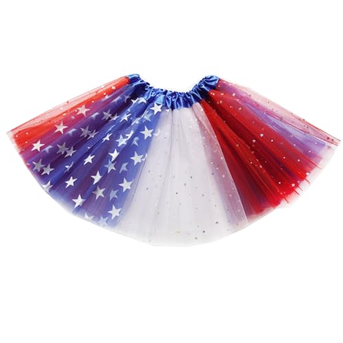WINROLA Girls Stars Sequins Tutu Skirt Princess Ballet Dance Dress 3 Layered Red Blue and White USA Flag Tutu