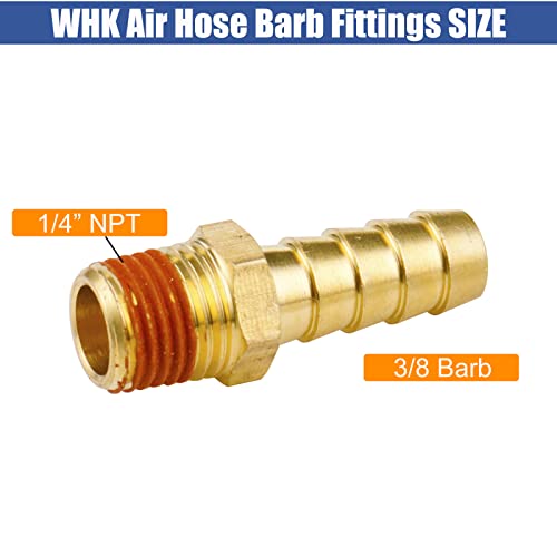 Whk 12 Pack Air Hose Repair Kit Fittings 3/8 Barb To 1/4 Npt Air Hose Barb Connectors With Sealant Air Line Coupler, Brass Pipe Fittings Male Threaded With 12 Pcs Hose Clamp… #TOP1