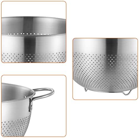 KINGBON Mixing Bowl Set 3 Pieces Stainless Steel Mixing Bowl & Colander Set Nesting Kitchen Bowl with Spout & Non-Slip Bottom Metal Mixing Bowl & Colander for Baking, Cooking, Salad Prep