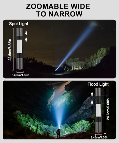 USB C Rechargeable LED Flashlight with Magnetic Base& COB Work Light - image 7