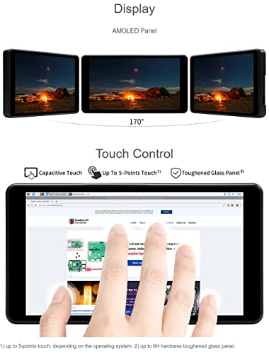 Image of waveshare 5.5inch Capacitive Touch AMOLED Display Compatoble with Raspberry Pi 4B Comes with Protection Case 1080x1920 Resolution HDMI Toughened Glass Panel