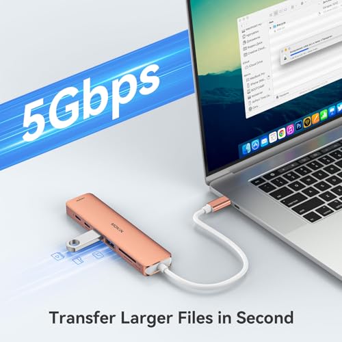 Image of USB C Hub HDMI Adapter for MacBook Pro /Air, MOKiN 7 in 1 USB C Dongle with HDMI, SD /TF Card Reader, USB C Data Port,100W PD, and 2 USB 3.0 Compatible for MacBook Pro /Air, Dell XPS, Lenovo Thinkpad.
