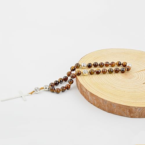 KIKILA Handmade 8mm Anglican Prayer Beads Rosary Natural Stone Beads with Cross Custom Rosary4