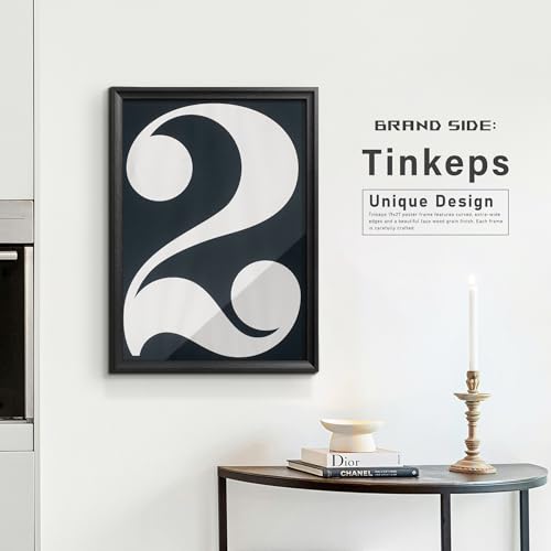 Image of 19x27 Picture Frame Black with Black Backboard, Wooden Curved Extra Wide Edges Puzzle Frame, Vintage Style Poster Frame 19x27 for Wall Decor.