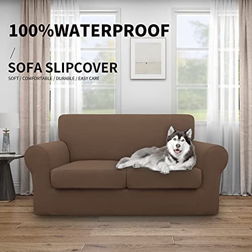 Image of Easy-Going Waterproof 3-Piece Loveseat Cover Couch Covers for Sofa