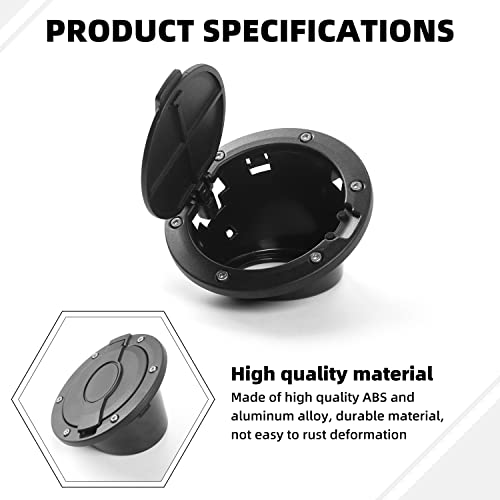 SQQP for JK Fuel Door Gas Tank Cap Cover, Aluminum Fuel Door Exterior Accessories Compatible with 2007-2018 Jeep Wrangler JK JKU(Black)