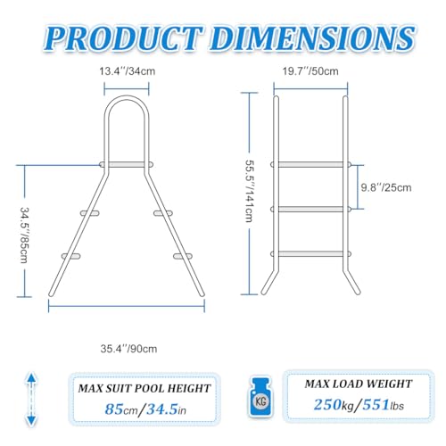 Escalera para piscina elevada de 4 peldaños acero inoxidable miniatura 2