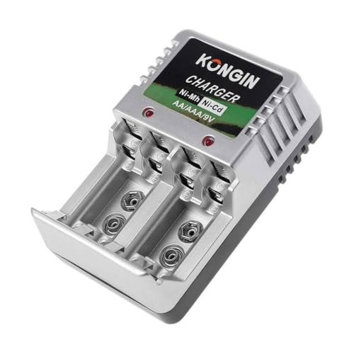 OISE ART STORE Trade Shop - Caricabatterie per Batterie Pile Ricaricabili Carica Batteria AA AAA 9v Ni-MH CD