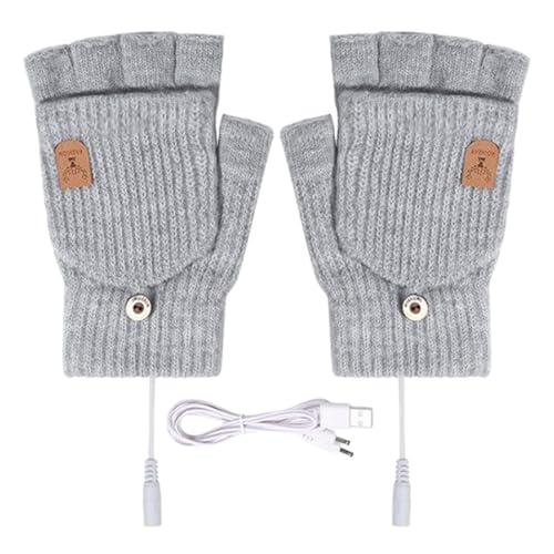 Guantes calefactables por USB, calentadores de manos, guantes de calentamiento eléctrico de invierno, manos de calor completo y medio sin dedos, lavables, para oficina portátil de mujeres y hombres