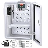 Akwscyby Outdoor Electrical Box with Thermostat and Fan, Precise Temperature Control 0.1°F, IP65 Water Resistant Rating, Galvanized Steel, Aluminum Rear Beam(17.7' x 13.8' x 7.9')