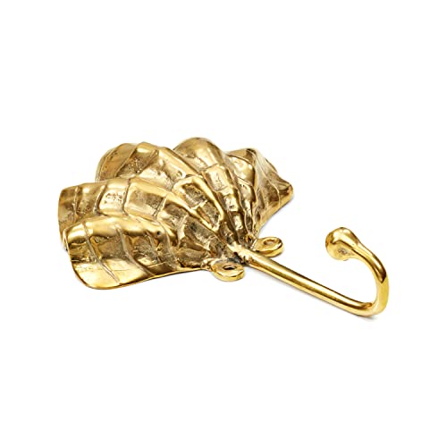 Coastiva Brass Clamshell Decorative Wall Hook, Coastal Home Decor for Towel Holder in Bathroom, Wall Mounted Nautical Style Hooks for Hanging Coat, Robe, Bag, Towels, Hat, Purse and Key - Image 6