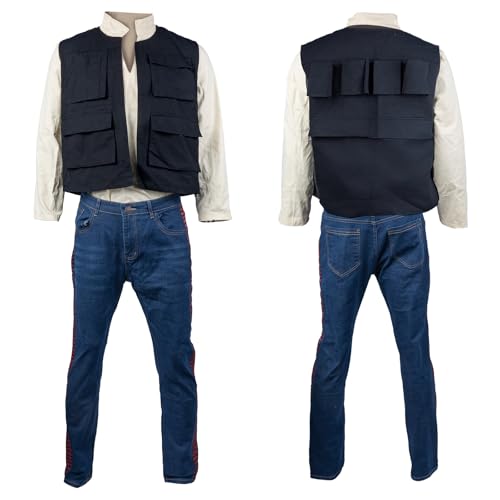 Mens Cosplay Costume Black Vest Shirt Pants Adult Full Set Outfits for Halloween (Black Medium)
