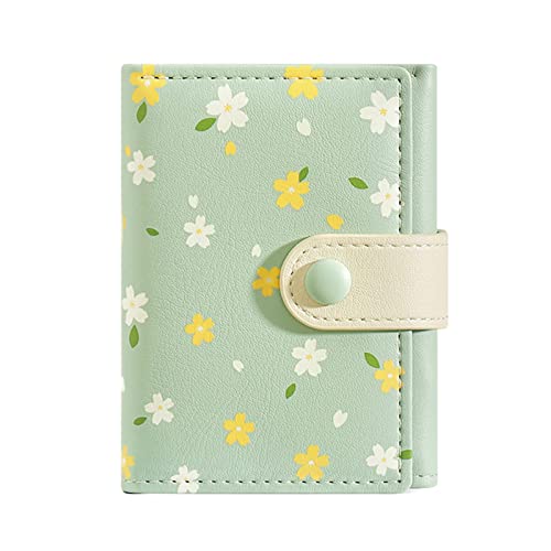MOZXIRZ Cartera para mujeres y niñas con flores lindas billetera triple plegable de cuero PU Cartera corta delgada pequeña Trifold Cash Card Holder Bag…, Z1 verde, Cartera pequeña y bonita