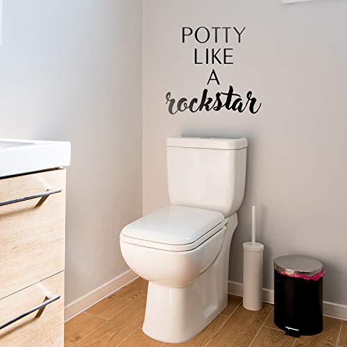 Calcomanía de vinilo para pared, orinal como una estrella de rock, 20 x 22 pulgadas, divertida cita para decoración del hogar, baño, decoración divertida para interiores y exteriores, puerta de