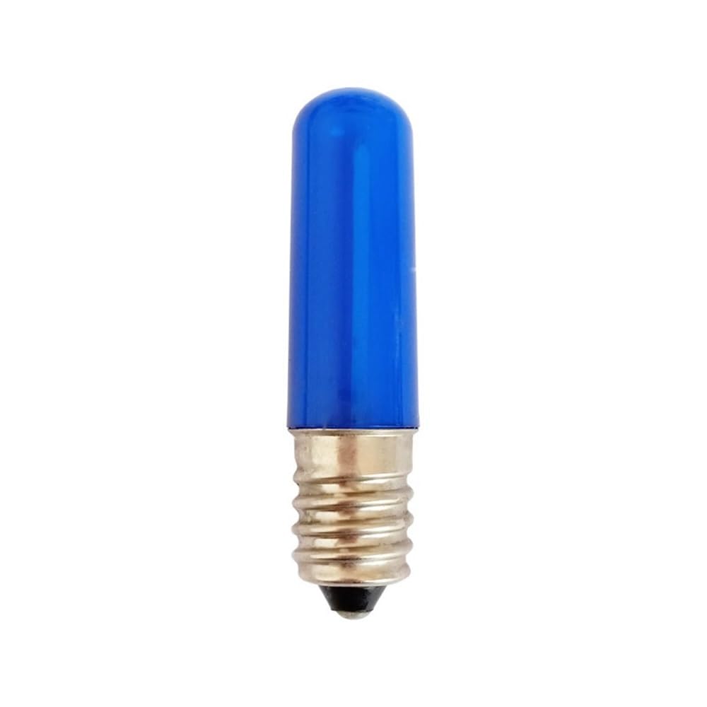 fengyan Casa Bombillas, 50 unids/Lote T15L Bombilla de Color E14 1,5 W Rojo Amarillo Azul Verde Blanco cálido decoración de luz Blanca Familiar Lámpara(Azul,0.7W E14 220V)