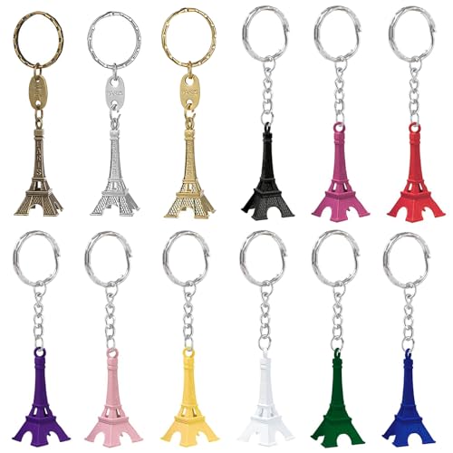 12 Pièces Porte-Clés Tour Eiffel Pairs Souvenir de France Mini Pendentif Tour Eiffel de Paris Porte-Clés Rétro Souvenir Sac À Main pour Fêtes et...