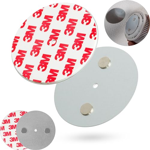 Support Magnétique pour Détecteur de Fumée, 2 pièces, Ø 70 mm diamètre, à coller ou à visser, support magnétique pour une fixation facile, plaquette...