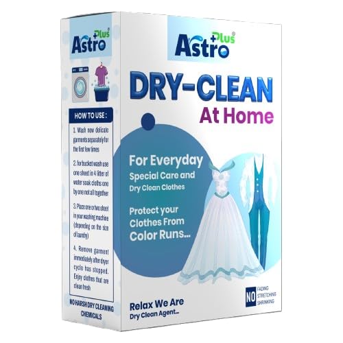 Image of Astro Plus+ Dry Clean At-Home Liquid Detergent Cleaning Sheets | Ultimate Protection For Silk Saree and Chiffon, Cotton, Georgette, Linen, Woolen | Pack of 3 Sheet | Gentle Wash For Delicate Fabrics