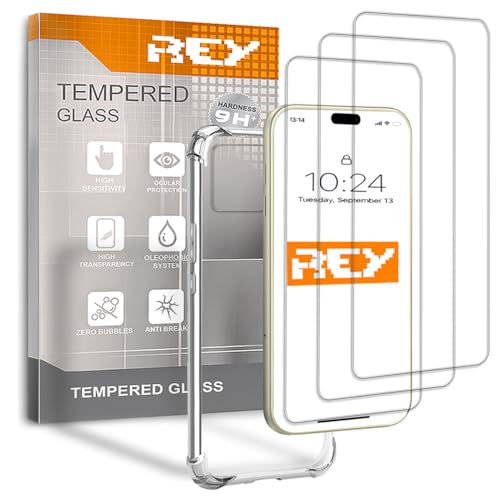 REY 3X Protector de Pantalla y Funda Anti Shock para iPhone 16 6,1