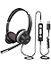 Mpow 328 Cuffie USB /3.5 mm per Computer con Microfono, Cuffie Business Leggere con Scheda Audio per La Riduzione del Rumore, Controllo in Linea per Skype, MS Team,Zoom, PC, Cellulare
