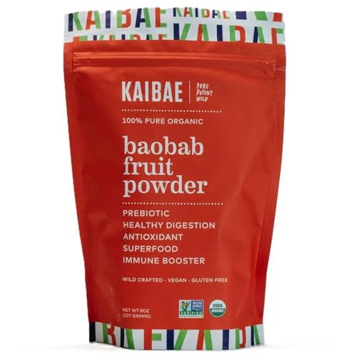 KAIBAE Premium Organic Baobab Powder | Prebiotic Fiber Superfood for Gut & Metabolic Health | Vitamin C + Polyphenols | Gluten-Free Non-GMO Vegan | 8 oz.