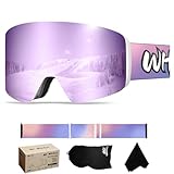 Whale Gafas de esquí y snowboard OTG, UV400 y antivaho, protección para hombres y mujeres adultos (rojo violáceo)