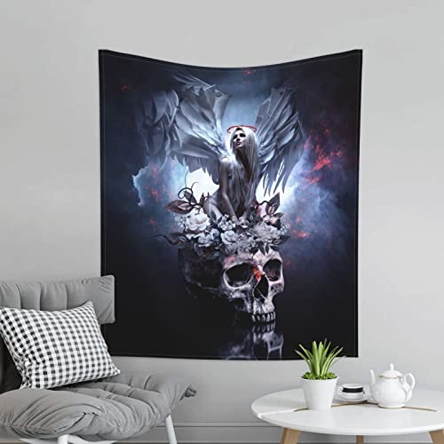 Day Of The Dead Tapestry Sexy Angel Wall Tapestry Tapestrys Horror White Sugar Skull Tapestries Tarot Witchcraft Skeleton Wall Hanging Artist Suit For Adult Kid Bedroom,Living Room Decor