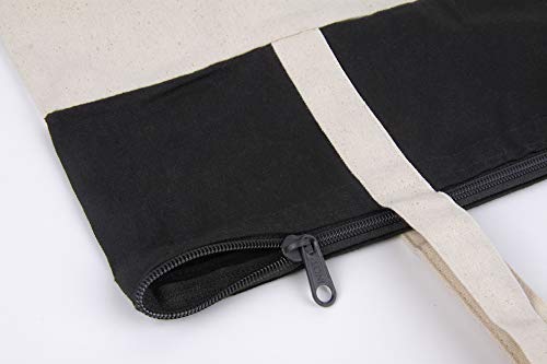 Cottonbagjoe stylische geräumige Tragetasche mit Reißverschluss Baumwolltasche Stofftasche Shopper Handtasche mit großem Boden 1 Tasche
