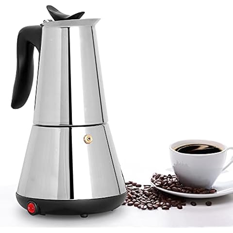 MXBAOHENG Electric Moka Pot Espresso Coffee Maker 6 Cups Coffee Mocha Pot Stainless Steel (220V) Cover