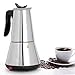 MXBAOHENG Cafetera Italiana Electrica Cafetera Eléctrica para Café Espresso (6 tazas, acero inoxidable, 220 V)