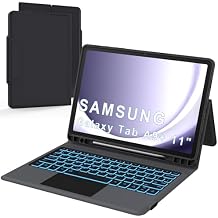 Folio Touch Keyboard Case for Samsung Galaxy Tab A9+/A11+ 11 inch - Slim Wireless Smart Touch Trackpad Keyboard Folio Tablet Cover - Backlit Keyboard with Kickstand for Tab A9 Plus 11" 2023 Black