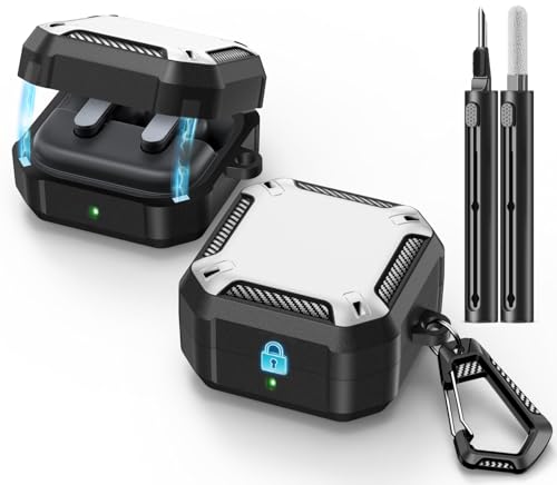 MCTOPZO Samsung Galaxy Buds 4 Pro/Galaxy Buds 4 �P�[�X(2026)�p �N���[�j���O�L�b�g&�L�[�`�F�[���t�� MagSafe���b�N�f�U�C���Ή� (�z���C�g)