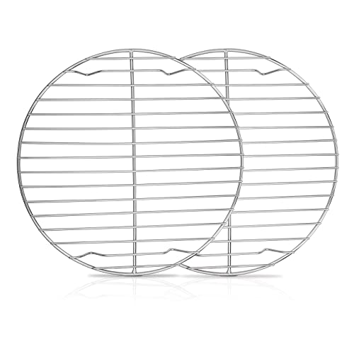 Homikit Abkühlgitter 2er-Set, Edelstahl Rund Kuchengitter Auskühlgitter zum Backen Kühlen Dämpfen, Gesund & Langlebig, Rostfrei & Spülmaschinengeeignet, 23 cm