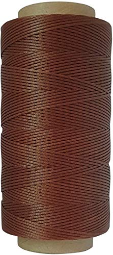 Hilo de coser plano encerado de 0,8 mm, 260 m, para coser de cuero, para manualidades, cuerda encerada (marrón) Cover