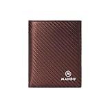 Cartera minimalista delgada y tarjetero para hombre, cartera para tarjetas de crédito con bloqueo RFID, Marrón, Talla única, Minimalista