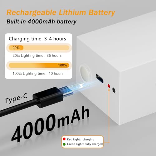 Image of Rechargeable Picture Light,15.74 Inch Battery Operated Wall Mounted Art Lamp with Remote,4000mAh Long Lasting,3 Color Dimmable Timer,270 Adjustable Gallery Poster Light(White)