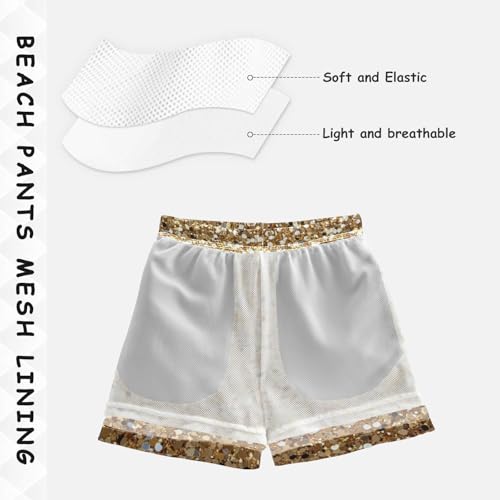 Pigsaly Boys Swim Trunks Sand Beige Gradient Flashing Glitter Boys Board Shorts Swimsuit Swimwear Summer Bathing Suit 2T4