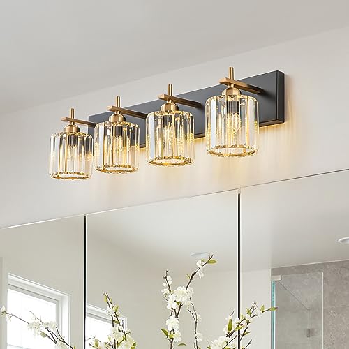 Black Gold Crystal Vanity Light 4-Lights