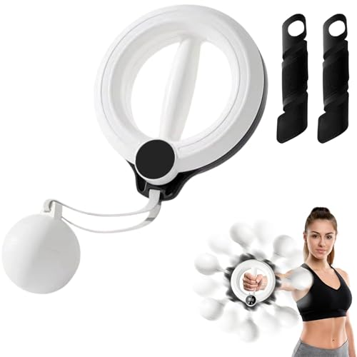 Infinity Hoop for Arms and Shoulder Exercise Equipment 360 Smart Flabby Arm Exerciser with Digital Tracker 1.21lbs PC Hand-Crank Forearm Workout for Upper Body Toning (White Standard)