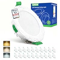 HOMEOW 20er Set LED Einbaustrahler 230V, 5W 400LM LED Spot 68mm - 80mm Lochmaß, IP44 Warmweiß Neutralweiß Kaltweiß Deckenspots, 24mm Ultra Flach Einbauleuchten für Badezimmer Küche