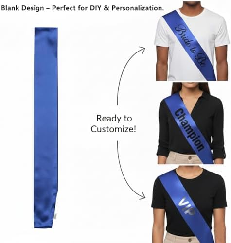 Pack of 6 Blank Satin Pageant Sashes for Princess, Beauty Queen, Homecoming, Winner, Mayor and DIY Pins