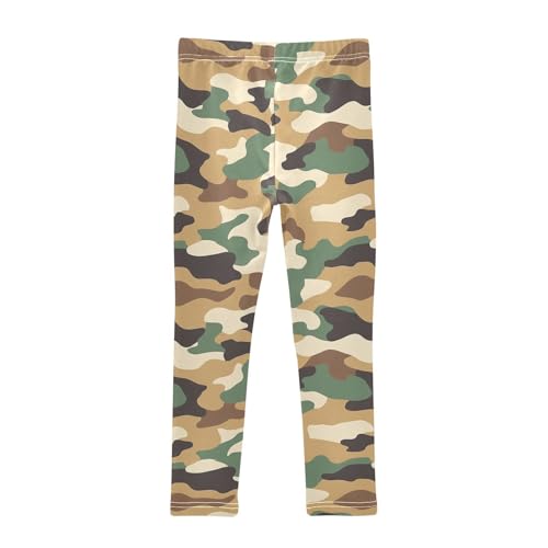 Boccsty Army Camouflage Brown Green Camo Print Girls Leggings Kids Yoga Pants Dance Active Tights 4T2