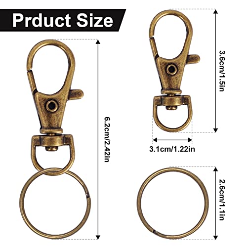 Image of 120PCS Premium Swivel Lanyard Snap Hook with Key Rings, Metal Keychain Hooks for Jewelry Making, Crafts (Bronze)