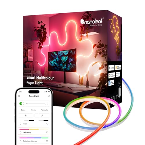 Nanoleaf Matter Neon Rope Light 5M, WiFi Bendable LED Strip Light, Music & Screen Sync, Dynamic Scenes in App, Voice Control (Works with Alexa, Apple, Google), Room Decor