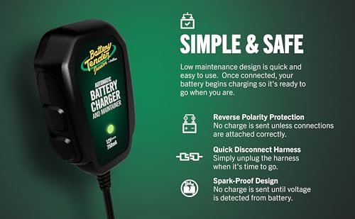 Image of Battery Tender Junior 12V, 750mA Charger and Maintainer: Automatic 12V Powersports for Motorcycle, ATVs, and More - Smarter Than a Trickle Charger - 021-0123 (Pack of 2)